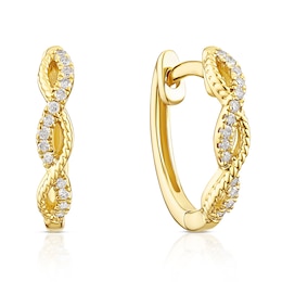 Sterling Silver & 18ct Yellow Gold Plated Vermeil 0.10ct Diamond Twist Hoop Earrings