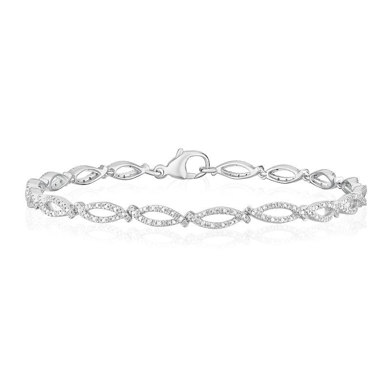 Main Image 1 of Sterling Silver 0.20ct Diamond Twist Tennis Bracelet