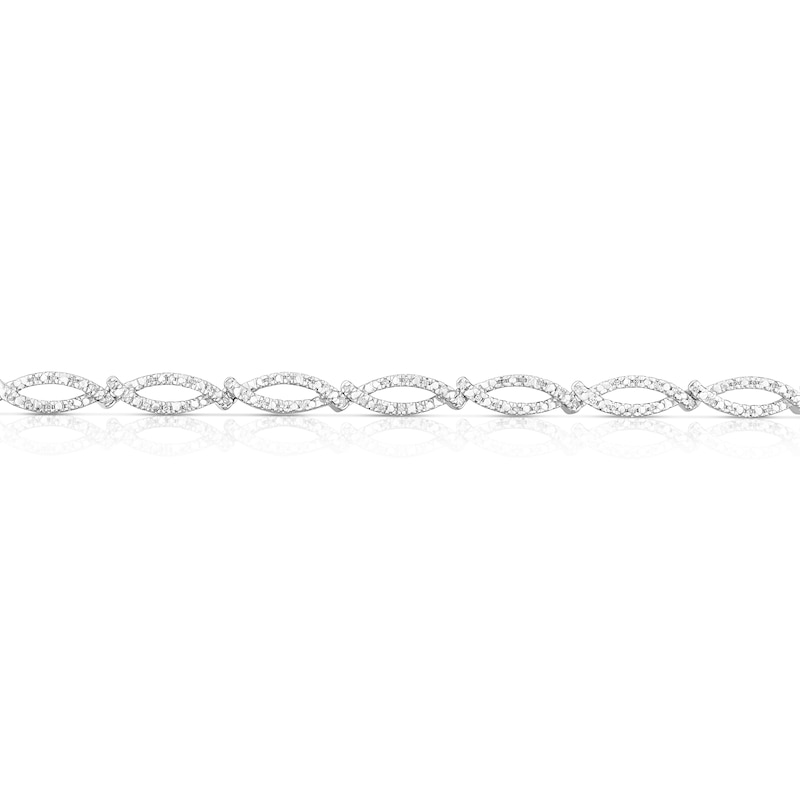 Main Image 2 of Sterling Silver 0.20ct Diamond Twist Tennis Bracelet