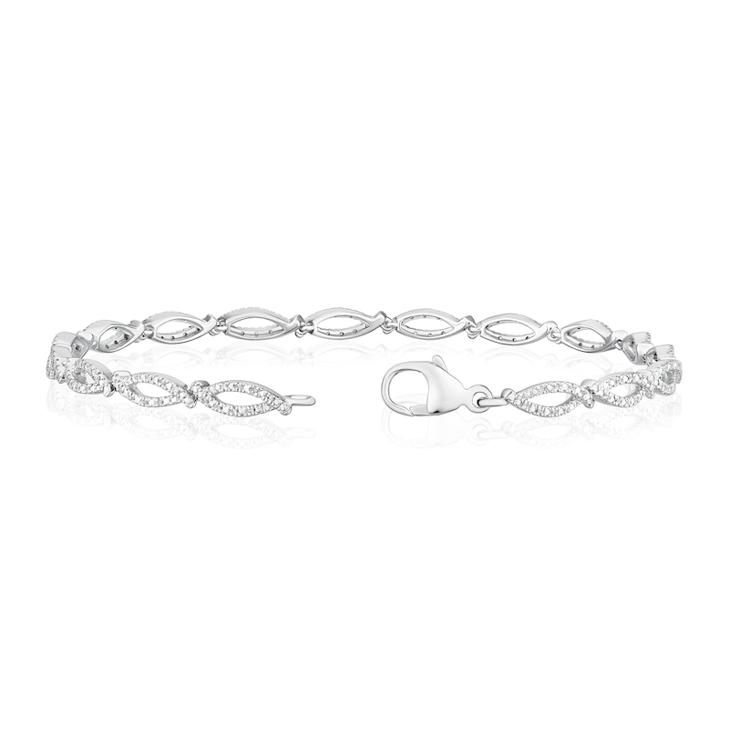 Main Image 3 of Sterling Silver 0.20ct Diamond Twist Tennis Bracelet