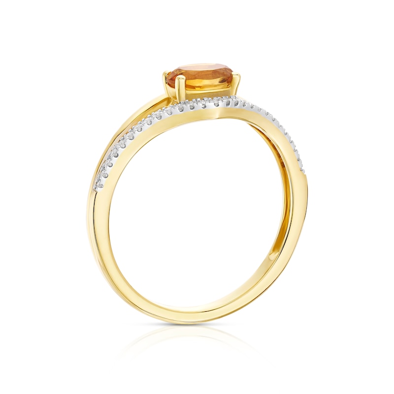 Main Image 3 of 9ct Yellow Gold Diamond & Citrine Double Layer Ring