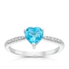 Thumbnail Image 1 of Sterling Silver Diamond & Blue Topaz Heart Solitaire Ring