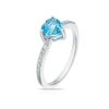 Thumbnail Image 2 of Sterling Silver Diamond & Blue Topaz Heart Solitaire Ring