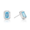 Thumbnail Image 1 of Sterling Silver 0.12ct Diamond & Blue Topaz Emeral Cut Stud Earrings