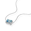 Thumbnail Image 2 of Sterling Silver 0.12ct Diamond & Blue Topaz Emeral Cut Pendant Necklace