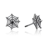 Thumbnail Image 1 of Sterling Silver Halloween Black Plated Cubic Zirconia Spider Web Stud Earrings