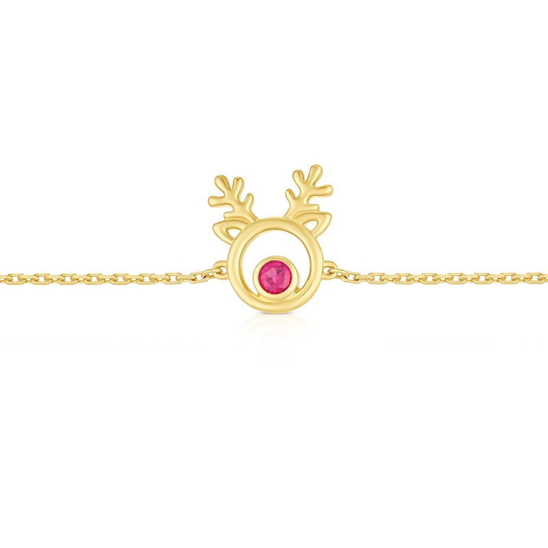 Main Image 2 of Sterling Silver & 18ct Gold Plated Vermeil Reindeer Crystal Stud 6.5+1 Inch Bracelet