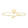 Thumbnail Image 3 of Sterling Silver & 18ct Gold Plated Vermeil Reindeer Crystal Stud 6.5+1 Inch Bracelet