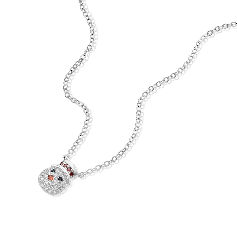 Main Image 2 of Sterling Silver Cubic Zirconia Snowman Pendant 16+2 Inch Necklace