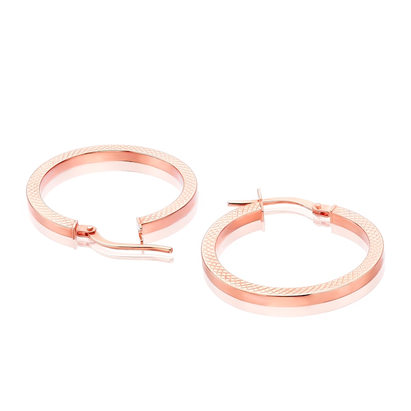 Main Image 2 of 9ct Rose Gold 20mm Tube Cobra Textured Hoop Earrings