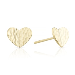 9ct Yellow Gold Diamond Cut Heart Stud Earrings