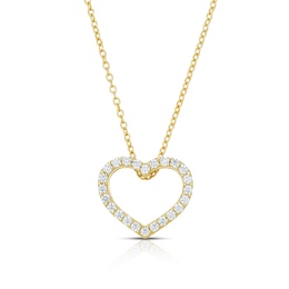 9ct Yellow Gold Cubic Zirconia Heart Pendant 17+1 Inch Necklace