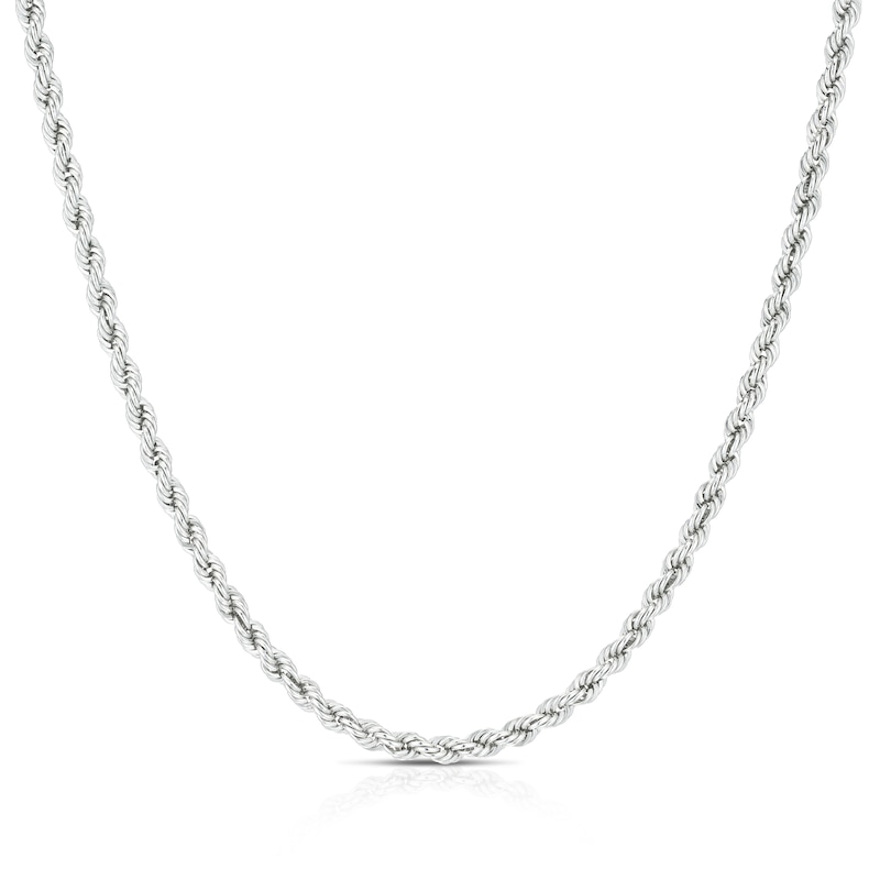 Main Image 1 of 9ct White Gold 18&quot; Rope Chain