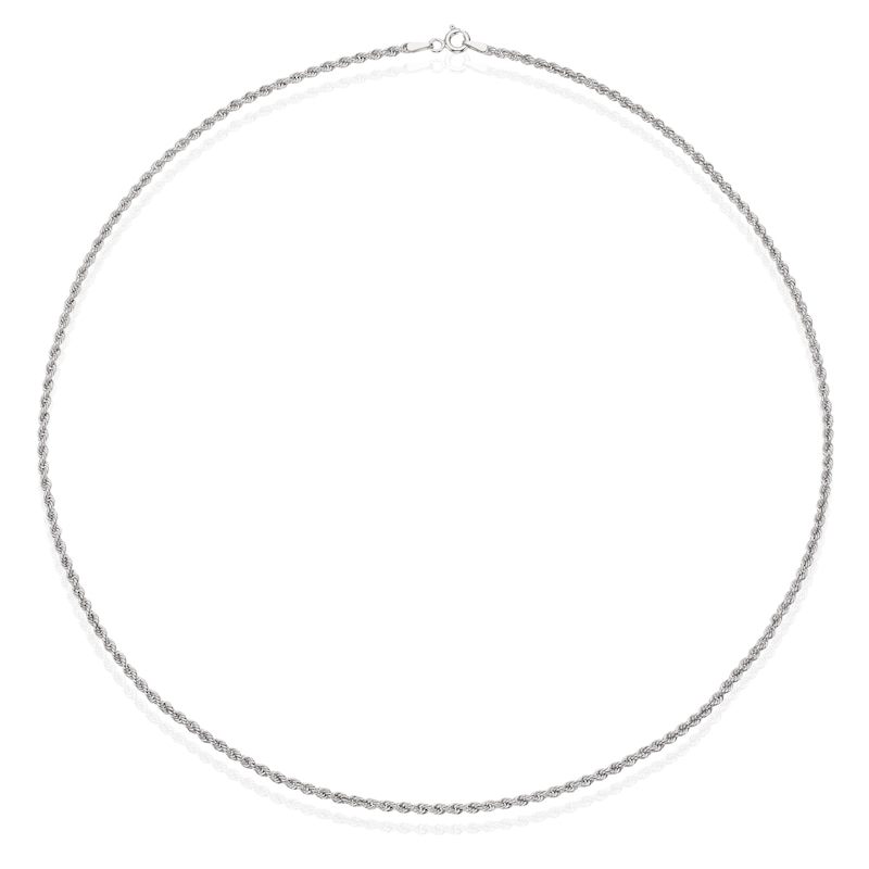 Main Image 2 of 9ct White Gold 18 Inch Rope Chain