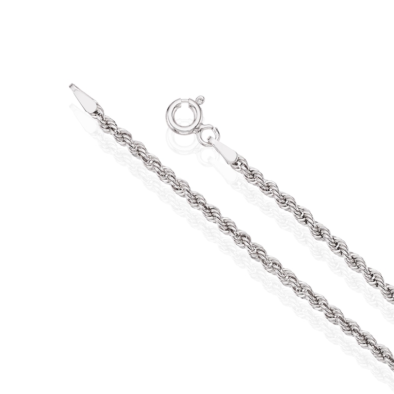 Main Image 3 of 9ct White Gold 18&quot; Rope Chain