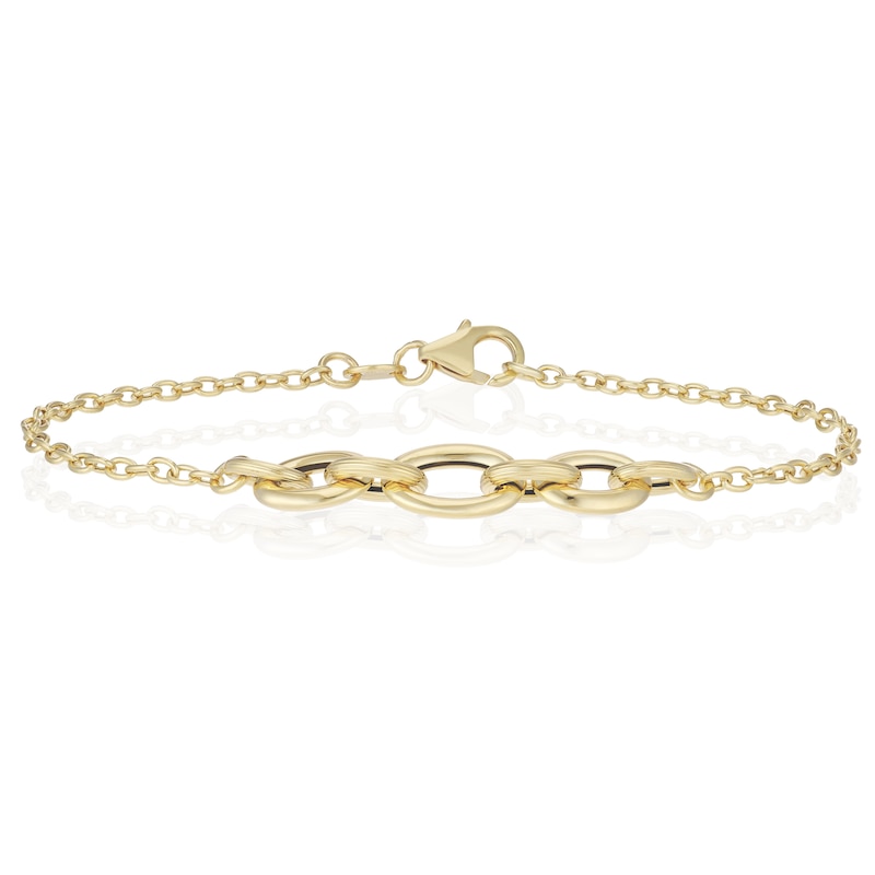 Main Image 1 of 9ct Yellow Gold Paperlink Link Centre 7.5 Inch Belcher Bracelet