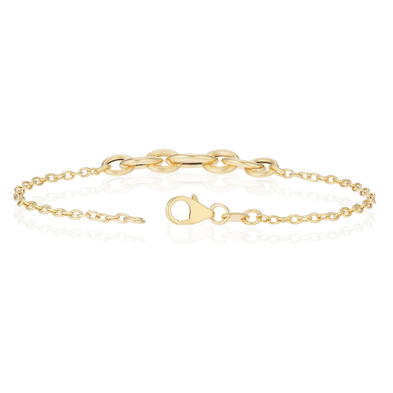 Main Image 3 of 9ct Yellow Gold Paperlink Link Centre 7.5 Inch Belcher Bracelet