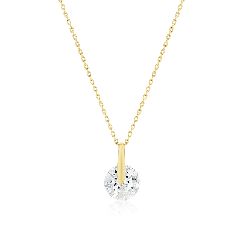 Main Image 1 of 9ct Yellow Gold Cubic Zirconia Pendant Necklace