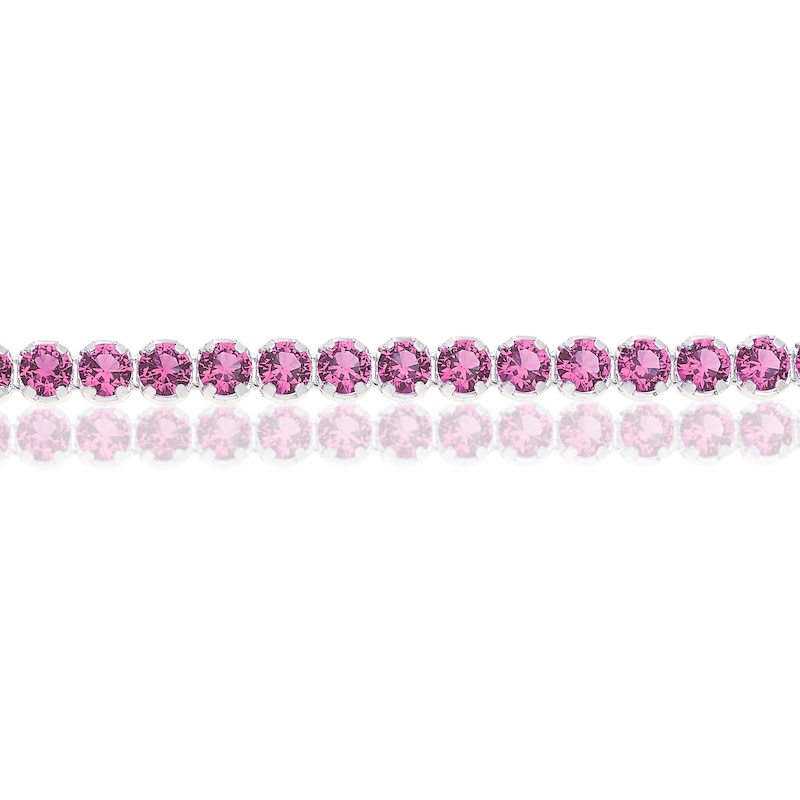 Main Image 2 of Sterling Silver Pink Cubic Zirconia & Paper link Chain Bracelet