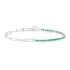 Thumbnail Image 1 of Sterling Silver Green Cubic Zirconia & Paper link Chain Bracelet