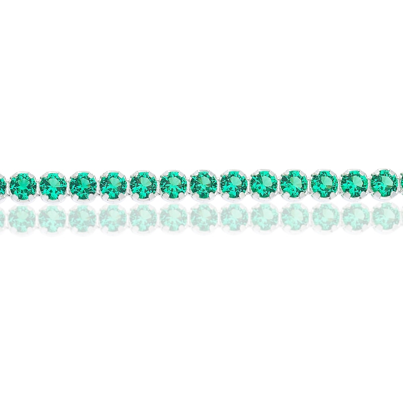 Main Image 2 of Sterling Silver Green Cubic Zirconia & Paper link Chain Bracelet