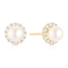 Thumbnail Image 1 of 9ct Yellow Gold Pearl & Cubic Zirconia Halo Stud Earrings