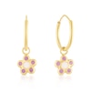 Thumbnail Image 1 of Children's 9ct Yellow Gold Enamel Flower Drop Huggie Hoop Earrings