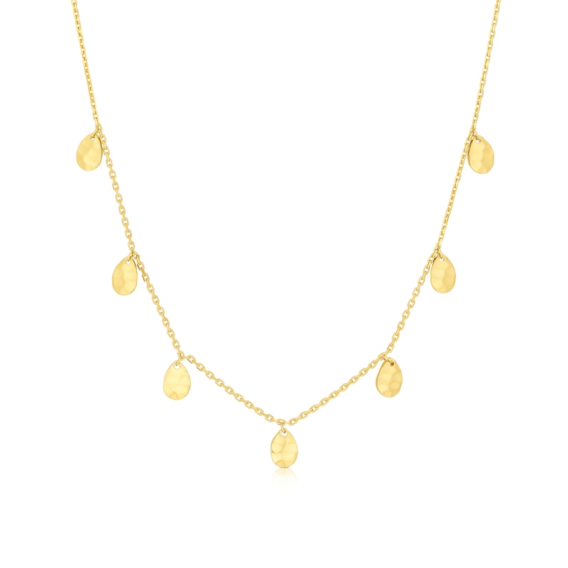 Main Image 1 of Sterling Silver & 18ct Gold Vermeil Textured Disc Pendant 18 Inch Necklace