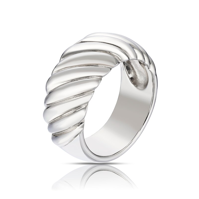 Main Image 2 of Sterling Silver Twist Chunky Large Ring - Size P