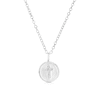 Thumbnail Image 1 of Children's Sterling Silver Round Disc Cubic Zirconia Cross Pendant 14+2 Inch Necklace