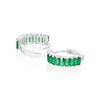 Thumbnail Image 2 of Sterling Silver Green Glass Baguette Cut Hoop Earrings