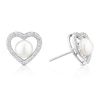 Thumbnail Image 1 of Sterling Silver Heart Pearl & Cubic Zirconia Stud Earrings