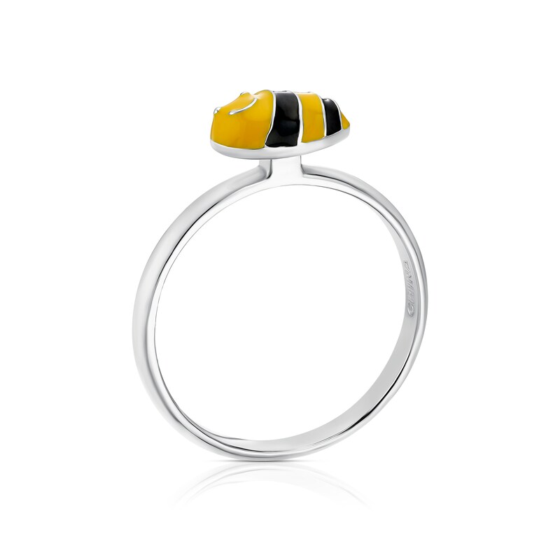 Main Image 3 of Children's Sterling Silver Bee Enamel Small Ring - Size F