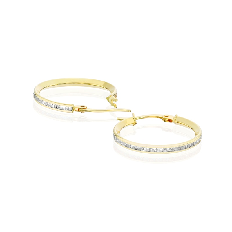 Main Image 2 of 9ct Yellow Gold Cubic Zirconia 15mm Hoop Earrings