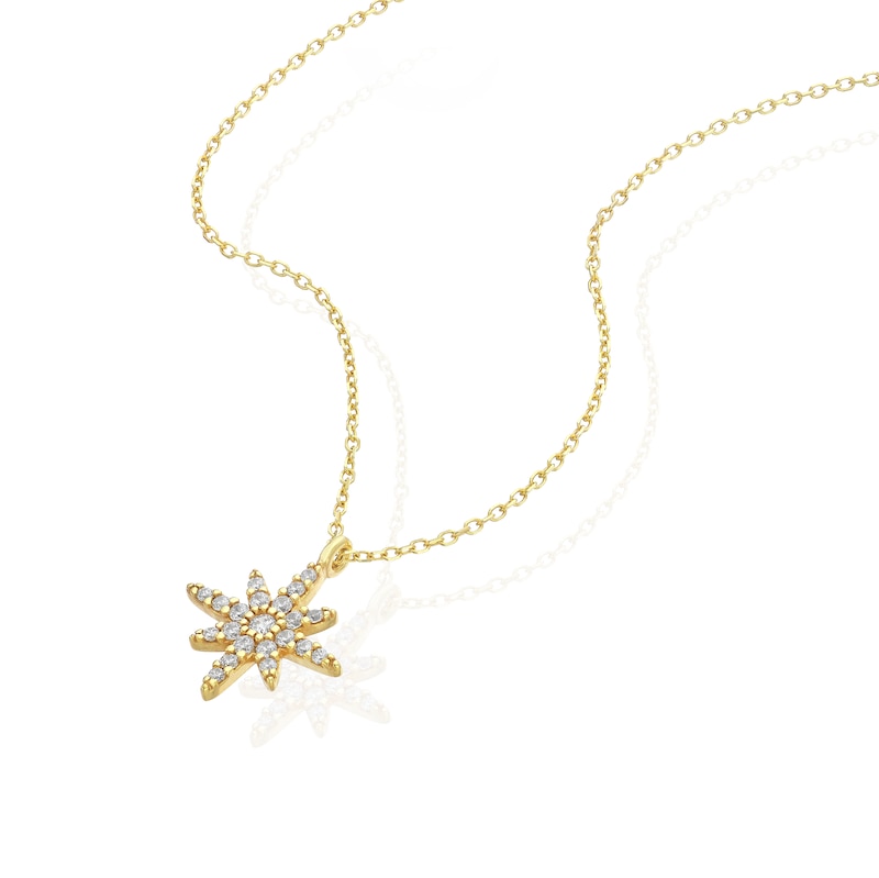 Main Image 2 of 9ct Yellow Gold Cubic Zirconia North Star Pendant 17+1 Inch Necklace