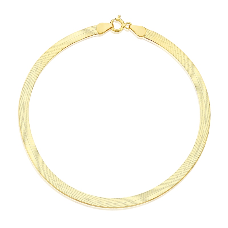 Main Image 1 of 9ct Yellow Gold Herringbone Plain 7.25&quot; Bracelet