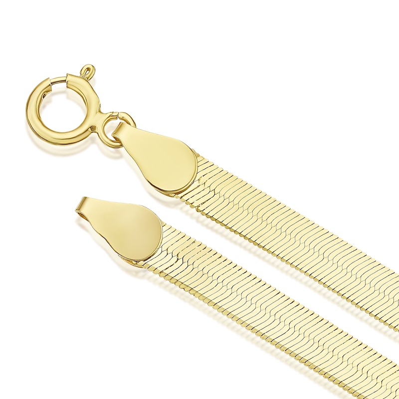 Main Image 3 of 9ct Yellow Gold Herringbone Plain 7.25 Inch Bracelet