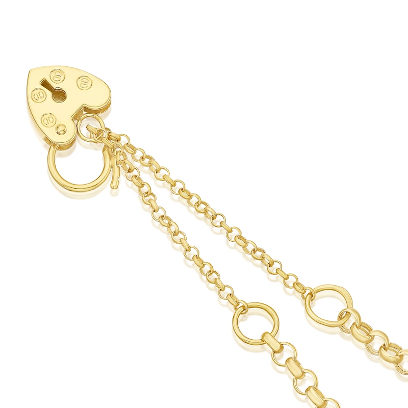 Main Image 3 of 9ct Yellow Gold Padlock Round Belcher 7&quot; Bracelet