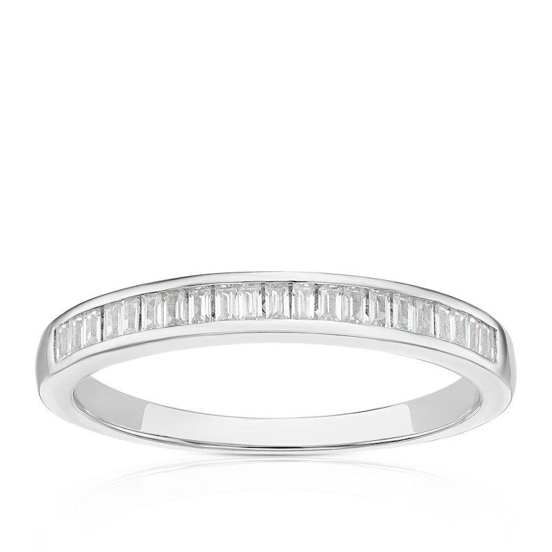 Main Image 1 of Sterling Silver Cubic Zirconia Baguette Cut Eternity Ring