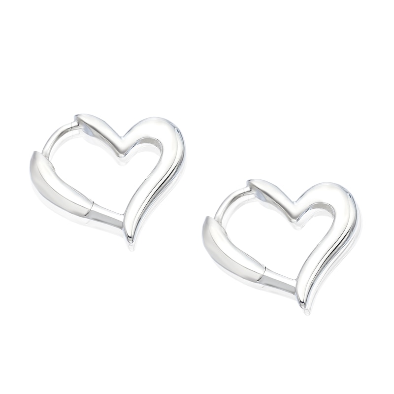 Main Image 2 of Sterling Silver Bubble Heart Hoop Earrings