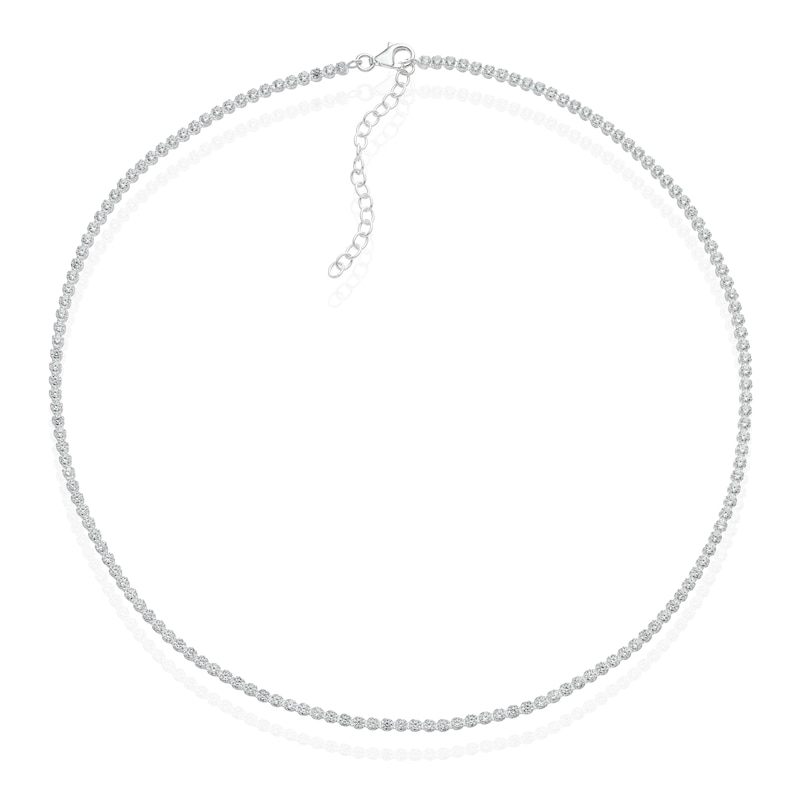 Main Image 2 of Sterling Silver Cubic Zirconia 16+2 Inch Tennis Necklace