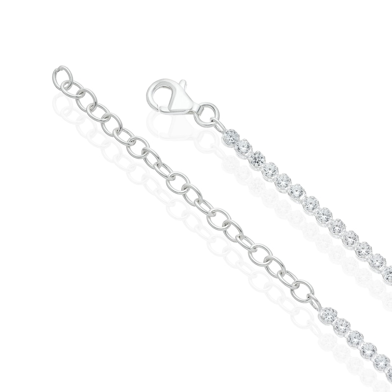 Main Image 3 of Sterling Silver Cubic Zirconia 16+2 Inch Tennis Necklace