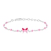 Thumbnail Image 1 of Children's Sterling Silver Pink Butterfly Station 5.5+1 Inch Bracelet