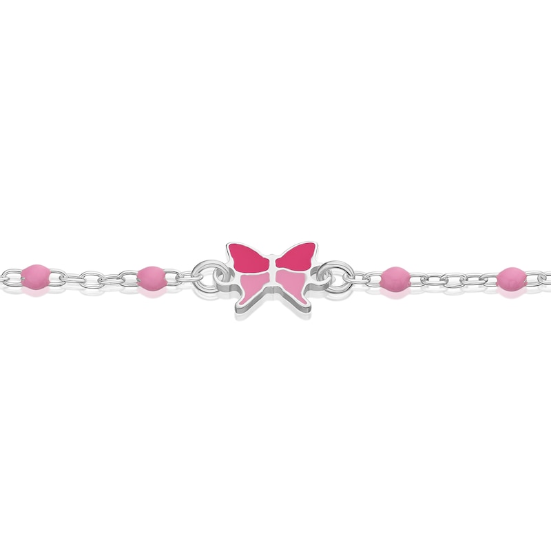 Main Image 2 of Children's Sterling Silver Pink Butterfly Station 5.5+1 Inch Bracelet