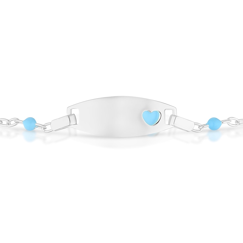 Main Image 2 of Children's Sterling Silver Blue Heart ID Station Ball 5.5+1 Inch Bracelet