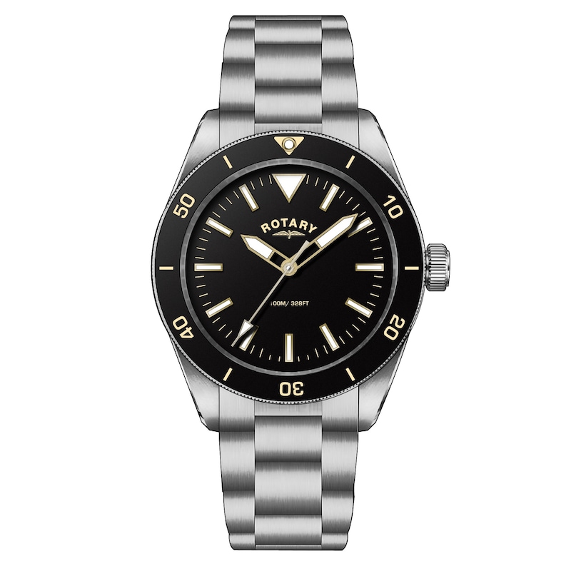 Main Image 1 of Rotary Men's Black Dial Matte Stainless Steel Bracelet Watch