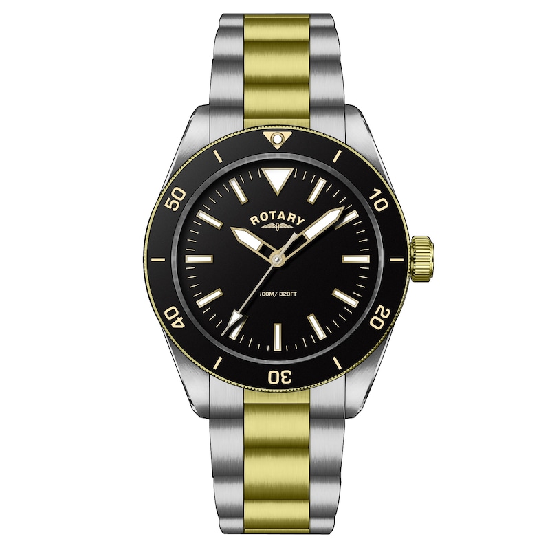 Main Image 1 of Rotary Men's Matte Black Dial Two Tone Bracelet Watch