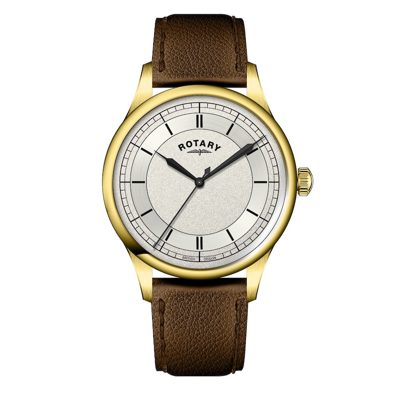 Main Image 1 of Rotary Men's 40mm Gold Tone Case Brown Leather Strap Watch