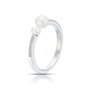 Thumbnail Image 2 of Sterling Silver Double Pearl & Cubic Zirconia Ring