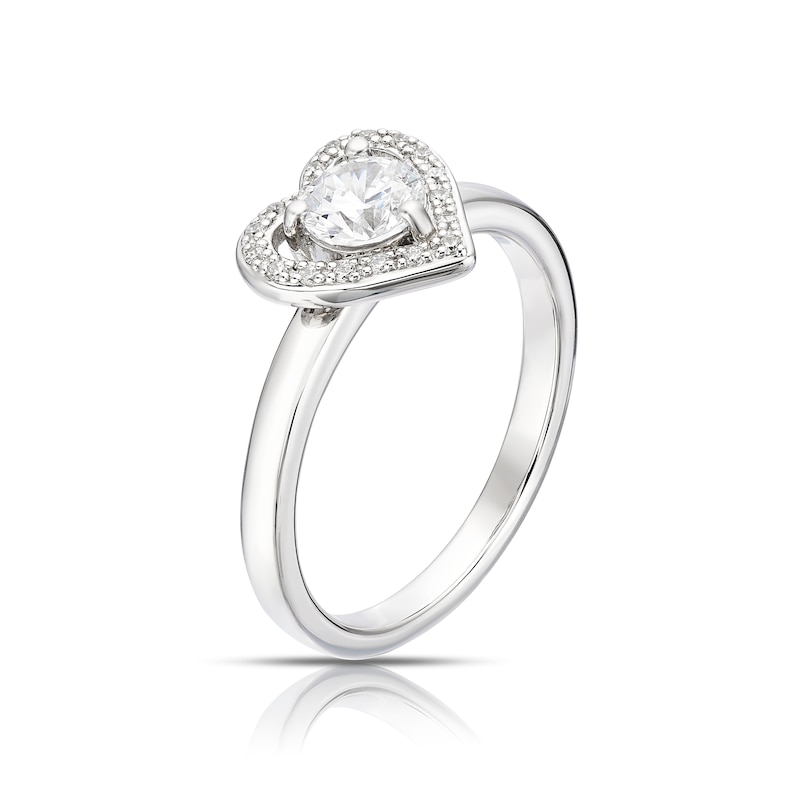 Main Image 2 of Sterling Silver Cubic Zirconia Heart Halo Ring